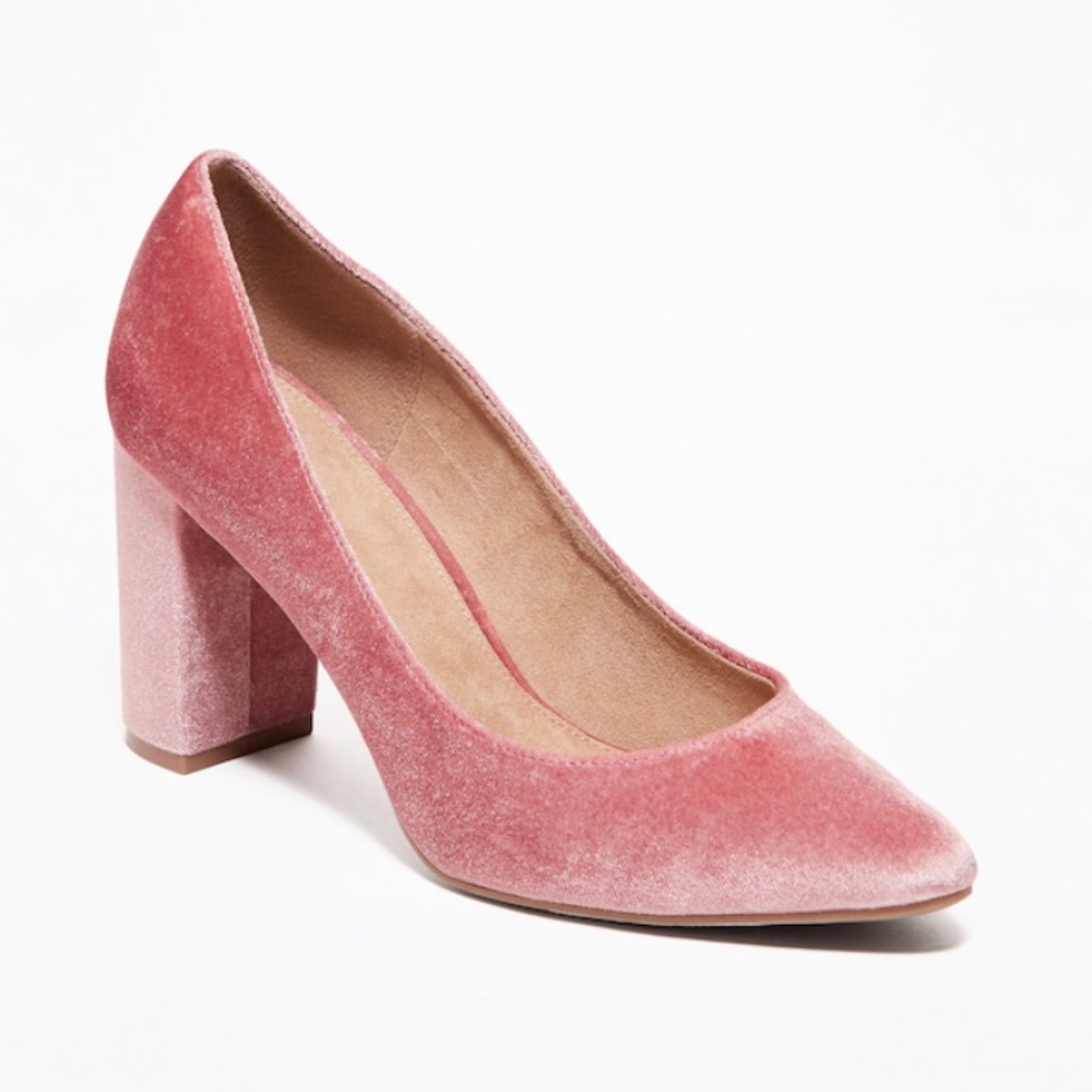 Old Navy Soft Pink Velvet Block Heel